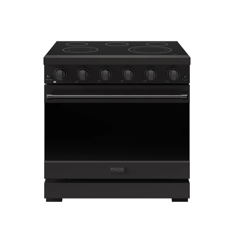 Gordon Ramsay by Thor Kitchen 36-inch Professional Electric Range with Tilt Panel Touch Control and 6.0 Cu. Ft. Oven with Air Fryer and Self Clean in Black (RSE36B)