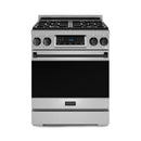 Gordon Ramsay by Thor Kitchen 3-Piece Appliance Package - 30-Inch Gas Range with Liquid Propane Kit, Tilt Panel, 36-Inch Refrigerator, and Dishwasher in Stainless Steel with Black Trim