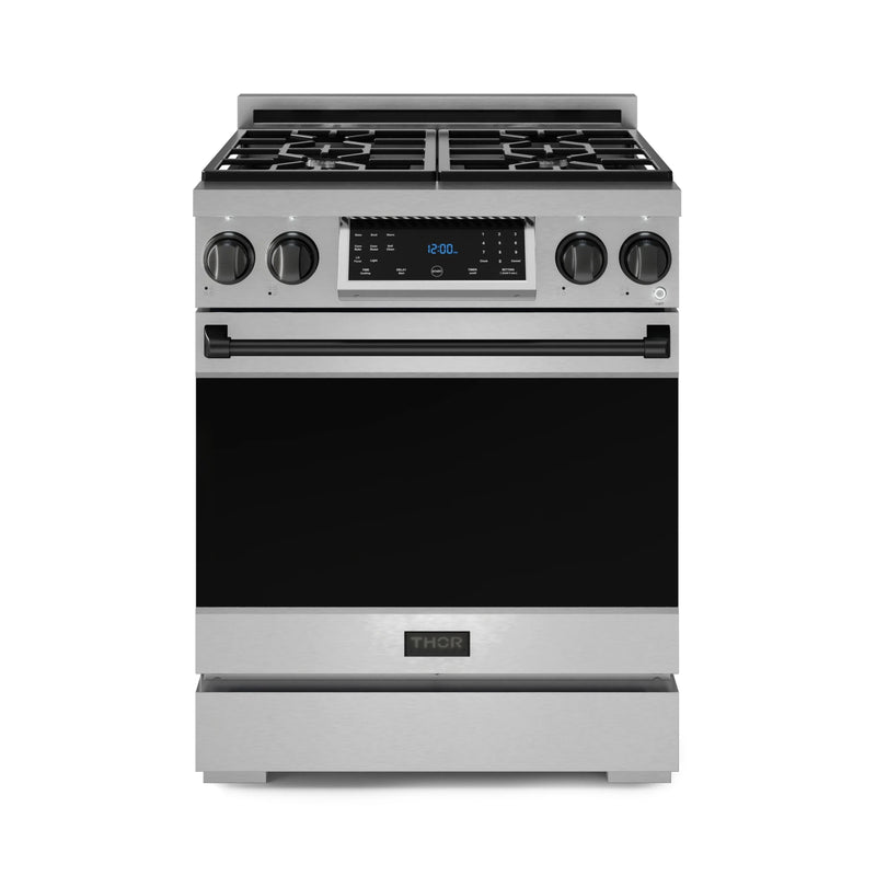 Thor Kitchen Gordon Ramsay Series 30-Inch Professional Natural Gas Range with Tilt Panel Touch Control in Stainless Steel with Black Trim  (RSG30-BLK)