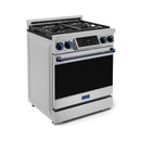 Gordon Ramsay by Thor Kitchen 3-Piece Appliance Package - 30-Inch Gas Range with Liquid Propane Kit, Tilt Panel, 36-Inch Refrigerator, and Dishwasher in Stainless Steel with Blue Trim