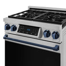 Gordon Ramsay by Thor Kitchen 3-Piece Appliance Package - 30-Inch Gas Range with Tilt Panel, 36-Inch Refrigerator, and Dishwasher in Stainless Steel with Blue Trim