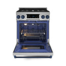 Gordon Ramsay by Thor Kitchen 3-Piece Appliance Package - 30-Inch Gas Range with Liquid Propane Kit, Tilt Panel, 36-Inch Refrigerator, and Dishwasher in Stainless Steel with Blue Trim