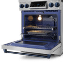 Gordon Ramsay by Thor Kitchen 3-Piece Appliance Package - 30-Inch Gas Range with Liquid Propane Kit, Tilt Panel, 36-Inch Refrigerator, and Dishwasher in Stainless Steel with Blue Trim