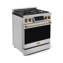 Gordon Ramsay by Thor Kitchen 3-Piece Appliance Package - 30-Inch Gas Range with Liquid Propane Kit, Tilt Panel, 36-Inch Refrigerator, and Dishwasher in Stainless Steel with Bronze Trim