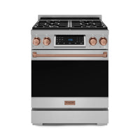Gordon Ramsay by Thor Kitchen 30-Inch Professional Gas Range with Liquid Propane Kit, and Tilt Panel Touch Control with 4.55 Cu. Ft. Self Clean Oven in Stainless Steel with Rose Gold Trim (RSG30-RSG-LP)