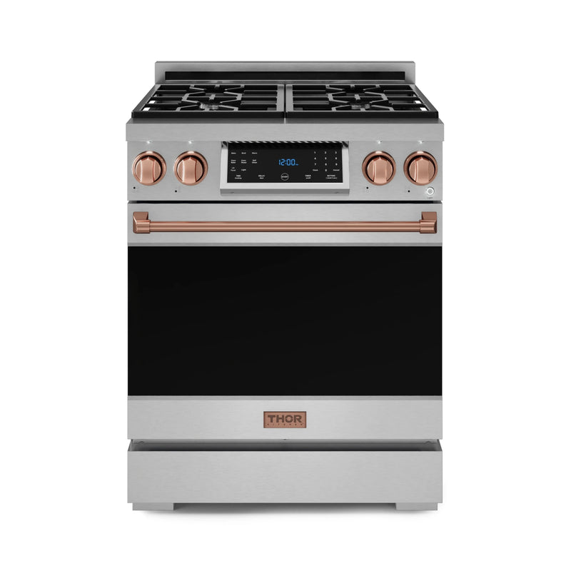 Gordon Ramsay by Thor Kitchen 30-Inch Professional Gas Range with Liquid Propane Kit, and Tilt Panel Touch Control with 4.55 Cu. Ft. Self Clean Oven in Stainless Steel with Rose Gold Trim (RSG30-RSG-LP)