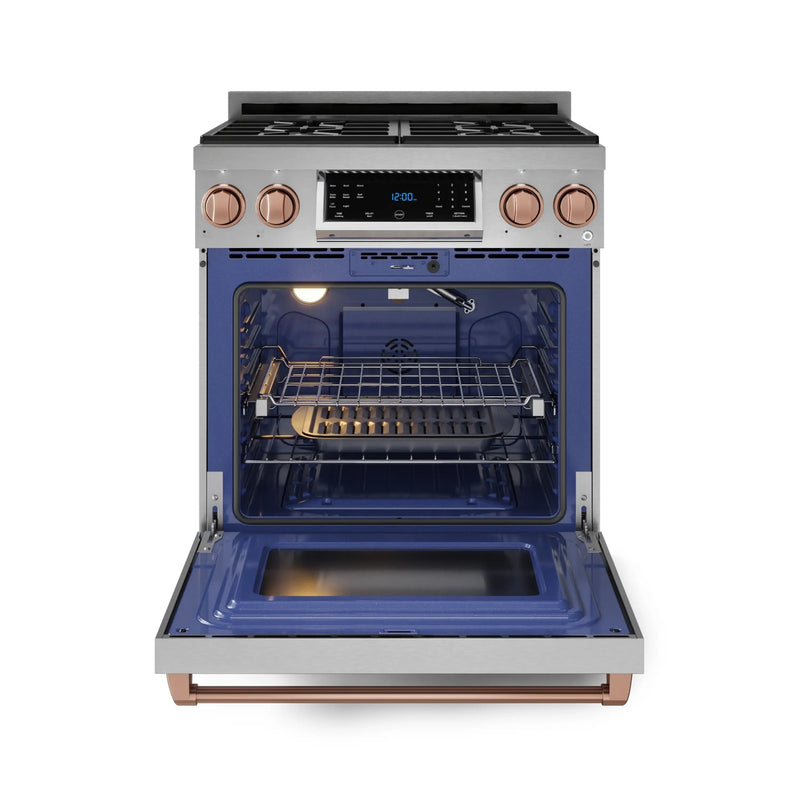 Thor Kitchen Gordon Ramsay 3-Piece Appliance Package - 30-Inch Gas Range with Tilt Panel, 36-Inch Refrigerator, and Dishwasher in Stainless Steel with Rose Gold Trim