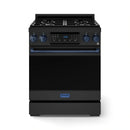 Gordon Ramsay by Thor Kitchen 3-Piece Appliance Package - 30-Inch Gas Range with Liquid Propane Kit, Tilt Panel, 36-Inch Refrigerator, and Dishwasher in Black with Blue Trim
