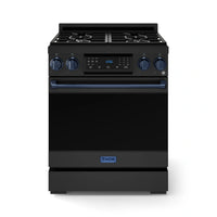 Gordon Ramsay by Thor Kitchen 30-Inch Professional Gas Range with Liquid Propane Kit, and Tilt Panel Touch Control with 4.55 Cu. Ft. Self Clean Oven in Black with Navy Blue Trim (RSG30B-BLU-LP)