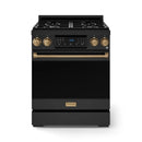 Gordon Ramsay by Thor Kitchen 3-Piece Appliance Package - 30-Inch Gas Range with Liquid Propane Kit, Tilt Panel, 36-Inch Refrigerator, and Dishwasher in Black with Bronze Trim