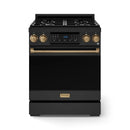 Gordon Ramsay by Thor Kitchen 3-Piece Appliance Package - 30-Inch Gas Range with Tilt Panel, 36-Inch Refrigerator, and Dishwasher in Black with Bronze Trim