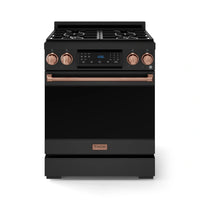 Gordon Ramsay by Thor Kitchen 30-Inch Professional Gas Range with Liquid Propane Kit, and Tilt Panel Touch Control with 4.55 Cu. Ft. Self Clean Oven in Black with Rose Gold Trim (RSG30B-RSG-LP)