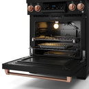 Gordon Ramsay by Thor Kitchen 3-Piece Appliance Package - 30-Inch Gas Range with Liquid Propane Kit, Tilt Panel, 36-Inch Refrigerator, and Dishwasher in Black with Rose Gold Trim