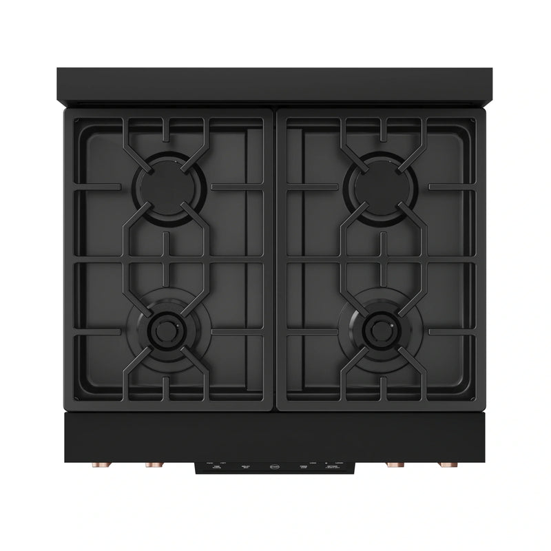 Thor Kitchen Gordon Ramsay 3-Piece Appliance Package - 30-Inch Gas Range with Tilt Panel, 36-Inch Refrigerator, and Dishwasher in Black with Rose Gold Trim