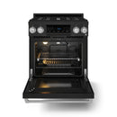 Gordon Ramsay by Thor Kitchen 3-Piece Appliance Package - 30-Inch Gas Range with Tilt Panel, 36-Inch Refrigerator, and Dishwasher in Black with Stainless Steel Trim