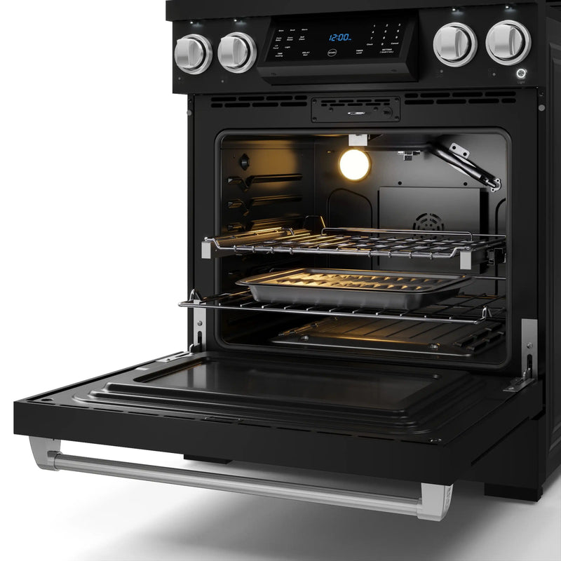 Gordon Ramsay by Thor Kitchen 3-Piece Appliance Package - 30-Inch Gas Range with Liquid Propane Kit, Tilt Panel, 36-Inch Refrigerator, and Dishwasher in Black with Stainless Steel Trim