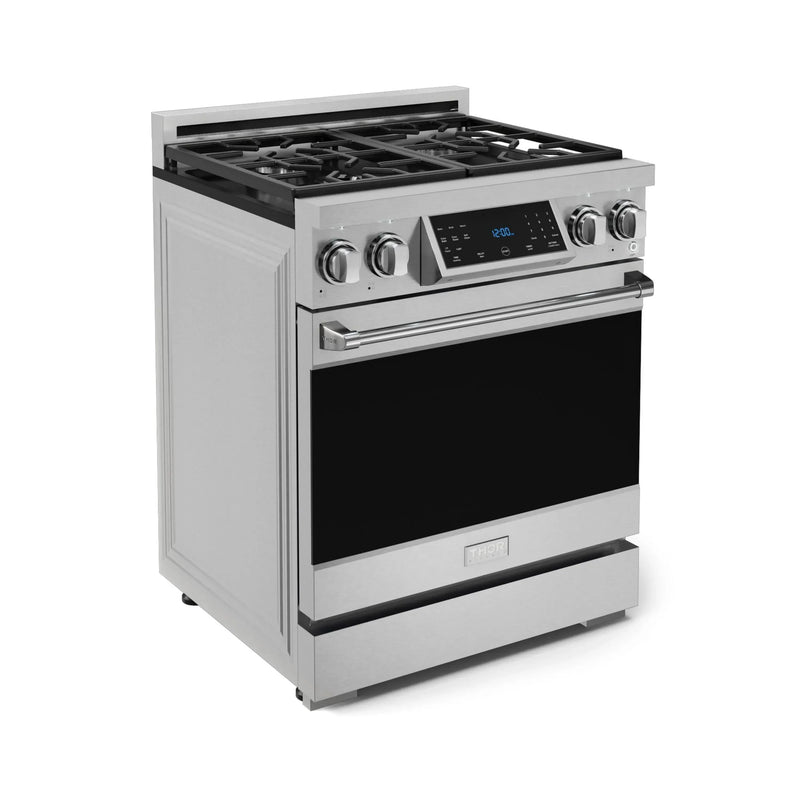 Gordon Ramsay by Thor Kitchen 3-Piece Appliance Package - 30-Inch Gas Range with Liquid Propane Kit, Tilt Panel, 36-Inch Refrigerator, and Dishwasher in Stainless Steel