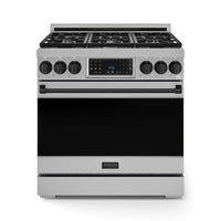 Gordon Ramsay by Thor Kitchen 36-Inch Professional Natural Gas Range with Tilt Panel Touch Control and 6.0 Cu. Ft. Self Clean Oven in Stainless Steel with Black Trim (RSG36-BLK)