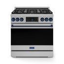 Gordon Ramsay by Thor Kitchen 36-Inch Professional Natural Gas Range with Tilt Panel Touch Control and 6.0 Cu. Ft. Self Clean Oven in Stainless Steel with Navy Blue Trim (RSG36-BLU)