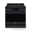 Gordon Ramsay by Thor Kitchen 36-Inch Professional Natural Gas Range with Tilt Panel Touch Control and 6.0 Cu. Ft. Self Clean Oven in Black with Navy Blue Trim (RSG36B-BLU)