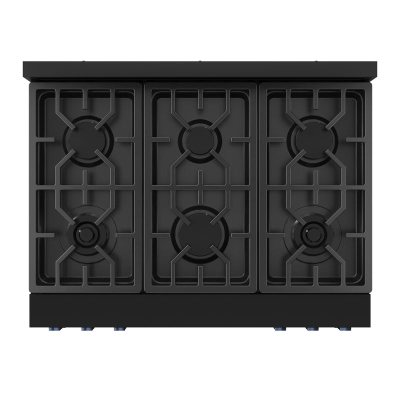 Gordon Ramsay by Thor Kitchen 3-Piece Appliance Package - 36-Inch Gas Range with Liquid Propane Kit, Tilt Panel, 36-Inch Refrigerator, and Dishwasher in Black with Blue Trim