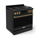 Gordon Ramsay by Thor Kitchen 36-Inch Professional Gas Range with Liquid Propane Kit, and Tilt Panel Touch Control and 6.0 Cu. Ft. Self Clean Oven in Black with Bronze Trim (RSG36B-BRZ-LP)