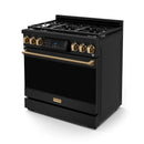 Gordon Ramsay by Thor Kitchen 36-Inch Professional Gas Range with Liquid Propane Kit, and Tilt Panel Touch Control and 6.0 Cu. Ft. Self Clean Oven in Black with Bronze Trim (RSG36B-BRZ-LP)