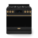 Gordon Ramsay by Thor Kitchen 36-Inch Professional Gas Range with Liquid Propane Kit, and Tilt Panel Touch Control and 6.0 Cu. Ft. Self Clean Oven in Black with Bronze Trim (RSG36B-BRZ-LP)
