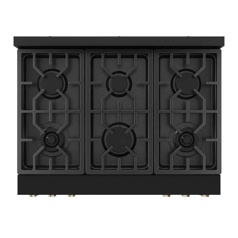 Gordon Ramsay by Thor Kitchen 3-Piece Appliance Package - 36-Inch Gas Range with Liquid Propane Kit, Tilt Panel, 36-Inch Refrigerator, and Dishwasher in Black with Bronze Trim
