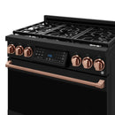 Gordon Ramsay by Thor Kitchen 3-Piece Appliance Package - 36-Inch Gas Range with Liquid Propane Kit, Tilt Panel, 36-Inch Refrigerator, and Dishwasher in Black with Rose Gold Trim