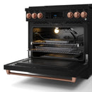 Gordon Ramsay by Thor Kitchen 3-Piece Appliance Package - 36-Inch Gas Range with Liquid Propane Kit, Tilt Panel, 36-Inch Refrigerator, and Dishwasher in Black with Rose Gold Trim