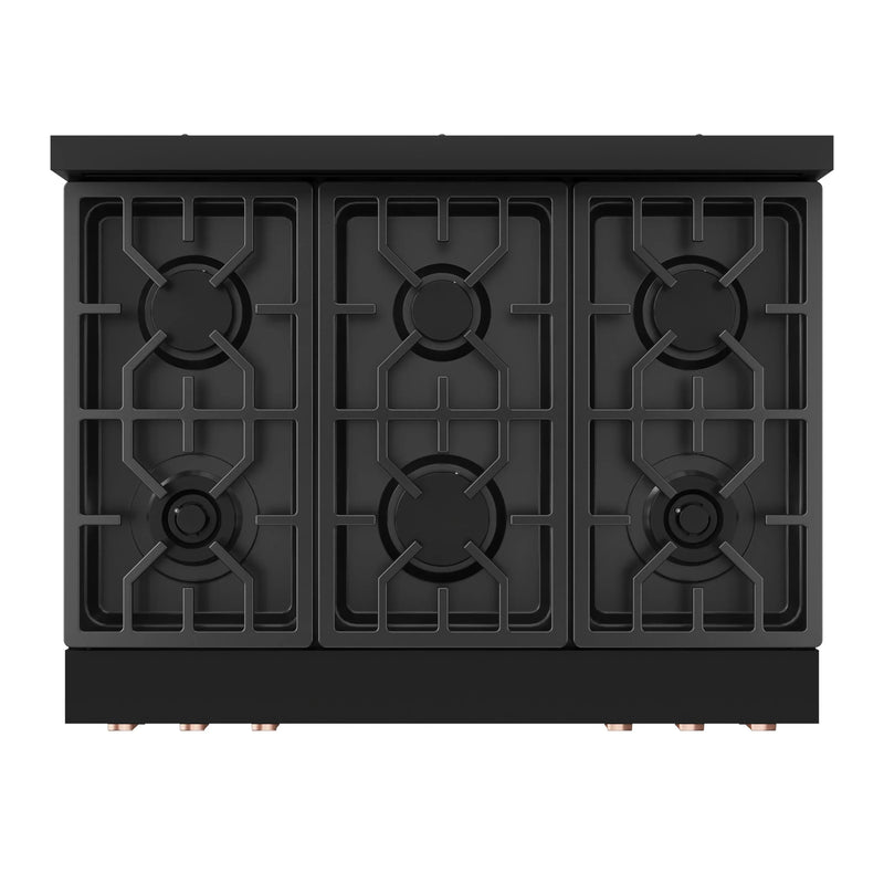 Gordon Ramsay by Thor Kitchen 3-Piece Appliance Package - 36-Inch Gas Range with Liquid Propane Kit, Tilt Panel, 36-Inch Refrigerator, and Dishwasher in Black with Rose Gold Trim