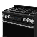 Gordon Ramsay by Thor Kitchen 3-Piece Appliance Package - 36-Inch Gas Range with Liquid Propane Kit, Tilt Panel, 36-Inch Refrigerator, and Dishwasher in Black with Stainless Steel Trim