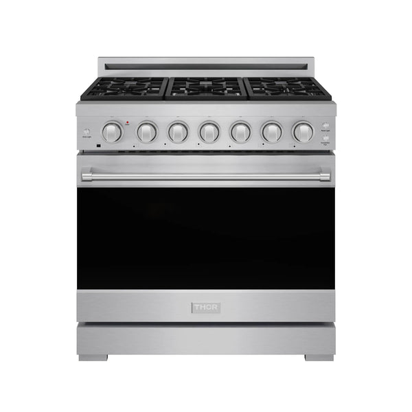 Gordon Ramsay by Thor Kitchen 36-inch Professional Natural Gas Range with Tilt Panel Touch Control and 6.0 Cu. Ft. Self Clean Oven in Stainless Steel (RSG36P)