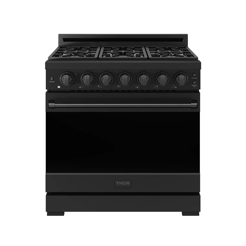 Gordon Ramsay by Thor Kitchen 36-inch Professional Natural Gas Range with Tilt Panel Touch Control and 6.0 Cu. Ft. Self Clean Oven in Black (RSG36PB)