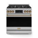 Gordon Ramsay by Thor Kitchen 36-Inch Professional Natural Gas Range with Tilt Panel Touch Control and 6.0 Cu. Ft. Self Clean Oven in Stainless Steel with Bronze Trim (RSG36-BRZ)