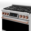 Gordon Ramsay by Thor Kitchen 3-Piece Appliance Package - 36-Inch Gas Range with Liquid Propane Kit, Tilt Panel, 36-Inch Refrigerator, and Dishwasher in Stainless Steel with Rose Gold Trim