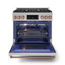 Gordon Ramsay by Thor Kitchen 3-Piece Appliance Package - 36-Inch Gas Range with Liquid Propane Kit, Tilt Panel, 36-Inch Refrigerator, and Dishwasher in Stainless Steel with Rose Gold Trim