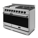 Gordon Ramsay by Thor Kitchen 3-Piece Appliance Package - 48-Inch Gas Range with Liquid Propane Kit with Double Oven, 36-Inch Refrigerator, and Dishwasher in Stainless Steel with Black Trim