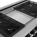 Gordon Ramsay by Thor Kitchen 3-Piece Appliance Package - 48-Inch Gas Range with Liquid Propane Kit with Double Oven, 36-Inch Refrigerator, and Dishwasher in Stainless Steel with Black Trim