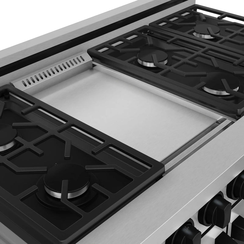 Gordon Ramsay by Thor Kitchen 3-Piece Appliance Package - 48-Inch Gas Range with Double Oven, 36-Inch Refrigerator, and Dishwasher in Stainless Steel with Black Trim