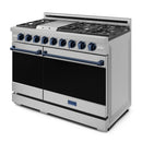 Gordon Ramsay by Thor Kitchen 3-Piece Appliance Package - 48-Inch Gas Range with Double Oven, 36-Inch Refrigerator, and Dishwasher in Stainless Steel with Blue Trim
