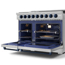Gordon Ramsay by Thor Kitchen 3-Piece Appliance Package - 48-Inch Gas Range with Liquid Propane Kit with Double Oven, 36-Inch Refrigerator, and Dishwasher in Stainless Steel with Blue Trim