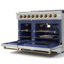Gordon Ramsay by Thor Kitchen 48-Inch Professional Gas Range with Liquid Propane Kit and 6.8 Cu. Ft. Double Oven in Stainless Steel with Bronze Trim (RSG48E-BRZ-LP)
