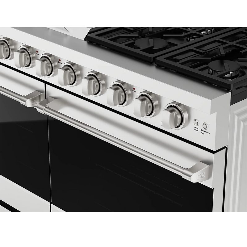 Gordon Ramsay by Thor Kitchen 3-Piece Appliance Package - 48-Inch Gas Range with Double Oven, 36-Inch Refrigerator, and Dishwasher in Stainless Steel