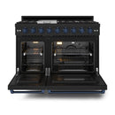 Gordon Ramsay by Thor Kitchen 48-Inch Professional Gas Range with Liquid Propane Kit and 6.8 Cu. Ft. Double Oven in Black with Navy Blue Trim (RSG48EB-BLU-LP)