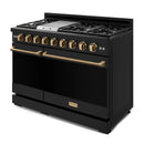 Gordon Ramsay by Thor Kitchen 3-Piece Appliance Package - 48-Inch Gas Range with Liquid Propane Kit with Double Oven, 36-Inch Refrigerator, and Dishwasher in Black with Bronze Trim