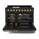 Gordon Ramsay by Thor Kitchen 48-Inch Professional Natural Gas Range with 6.8 Cu. Ft. Double Oven in Black with Bronze Trim (RSG48EB-BRZ)