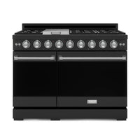 Gordon Ramsay by Thor Kitchen 48-Inch Professional Gas Range with Liquid Propane Kit and 6.8 Cu. Ft. Double Oven in Black with Stainless Steel Trim (RSG48EB-SS-LP)