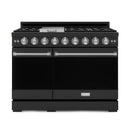 Gordon Ramsay by Thor Kitchen 3-Piece Appliance Package - 48-Inch Gas Range with Liquid Propane Kit with Double Oven, 36-Inch Refrigerator, and Dishwasher in Black with Stainless Steel Trim